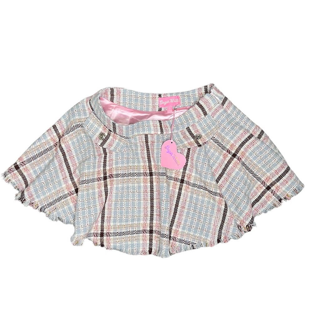 NWT Dolls Kill Sugar Thrillz Top Marks Tweed Mini Skirt Sz Small - Picture 5 of 8